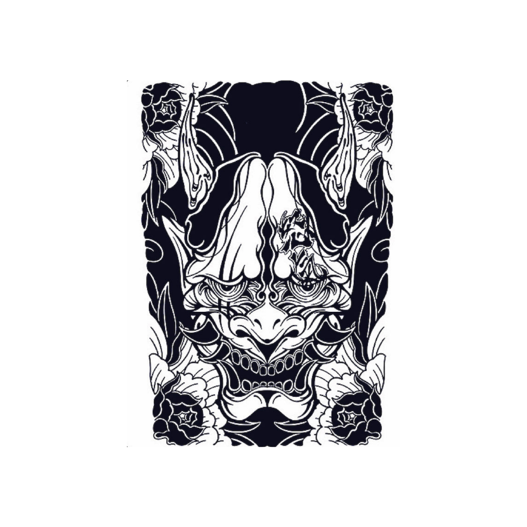 Japanese Oni Mask - Semi-permanent Tattoo
